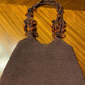 Cappelli Brown Woven Purse W/Beaded Straps VGUC 😊